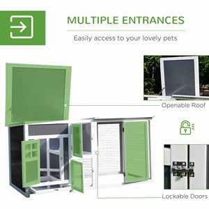 Pollaio in Legno da 63 Pollici con Tetto in Policarbonato, Recinto per Galline da Giardino e Gabbia per Conigli, Recinto per Polli e Conigli - Product Image 4