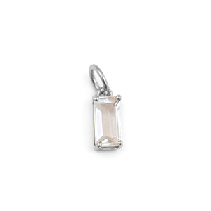 Crystal Quartz Baguette Shape Gemstone Charm Rectangular Natural Stone Rose Gold Plated <b>Pendant</b> Jewelry for Necklace and Earring - Product Image 3