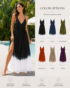 Custom OEM Women's Black <b>White</b> Solid V-Neck Spaghetti Strap Backless <b>Maxi</b> Dress Bohemian 100% Cotton A-Line Eco-Friendly Summer - Product Image 5