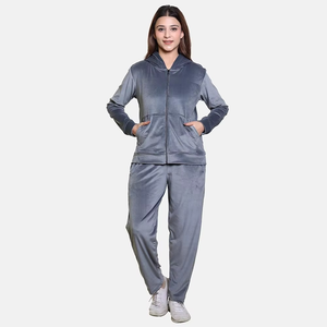 Premium <b>Women</b> <b>Velour</b> Athleisure Set Fitted Zip Jacket Bootcut Pants Chic Casual Streetwear Winter <b>Tracksuit</b> Outfit - Product Image 1