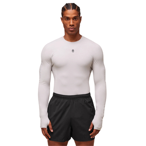 T-shirt à manches longues pour homme, coupe classique, gris, extensible, performance, gym, entraînement, athlétique, décontracté, vêtements de sport - Product Image 1