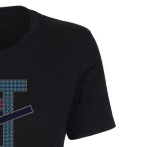 Camiseta Negra de Manga Corta con Cuello Redondo y Diseño de Letras Entrelazadas, Ropa Casual para el Día a Día, Estilo Urbano, Cómoda - Product Image 5