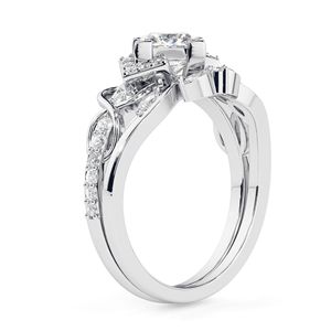 Princess Cut Lab Grown Diamond Unique Bridal <b>Set</b> <b>Ring</b> <b>for</b> <b>Women</b> in 14K Rose Gold - Product Image 6
