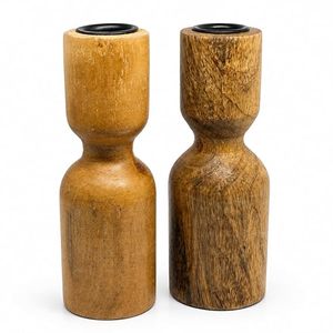 Handcrafted Wooden <b>Candle</b> Holder <b>Set</b> Rustic Farmhouse Pillar <b>Candle</b> Stand Home Table Decor - Product Image 6