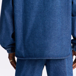 Hoodies en denim pour hommes tendance ODM - Haute qualité, 100% coton, surdimensionnés, respirants, imperméables, mode - Product Image 4