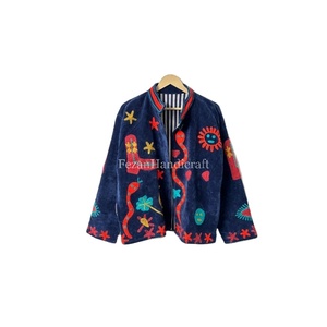 Boho Chic Jacket Unisex Party Wear Jacket Green Velvet Jacket <b>Coat</b> Hand <b>Stitch</b> Cotton Lining Uzbek Embroidery Jacket - Product Image 1