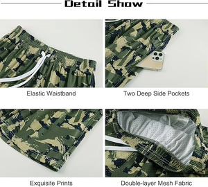 Shorts en maille pour hommes de qualité supérieure, imprimés sur toute la surface, shorts de sport, tissu respirant à séchage rapide, taille avec cordon de serrage, personnalisation de la marque - Product Image 5