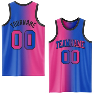 Fabricante de Camisetas de Baloncesto Azules y Rosas al por Mayor, Uniformes Deportivos Personalizados con Degradado para Equipos, OEM, ODM, Marca Privada - Product Image 1