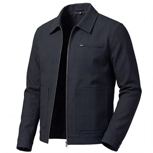 Custom <b>Logo</b> Canvas Mens Casual Work Jacket Turn Down Collar Multi Pocket Heavyweight Cotton Outerwear Bomber Harrington Jacket - Product Image 1