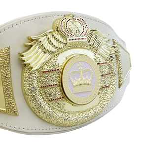 Ceinture de championnat blanche de haute qualité avec ailes et couronne plaquées or, ceintures de titre sportif de haute qualité - Product Image 2