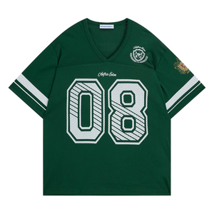 Camiseta de baloncesto de malla negra con cuello en V, manga corta, número 08 bordado, unisex, para adultos, transpirable, atlética - Product Image 3