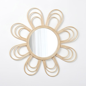 Custom rattan framed <b>mirror</b> with logo & design support cute rocket shape <b>mirrors</b> for kids bedroom - Product Image 2