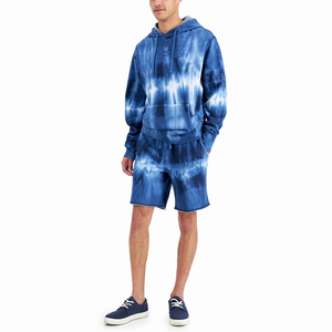 Ensemble court homme personnalisé, très demandé, avec sweat à capuche coupe classique, effet délavé à l'acide, ensemble de survêtement 2 pièces brodé, délavage à la pierre, collection Printemps - Product Image 1