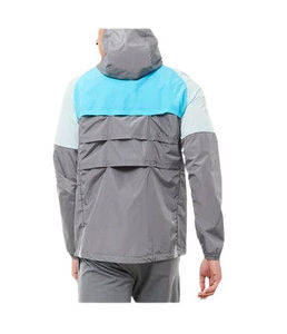 Ensemble de veste coupe-vent à capuche pour homme, color-block, sportif, séchage rapide, polyester, gris clair, bleu, gris - Product Image 4