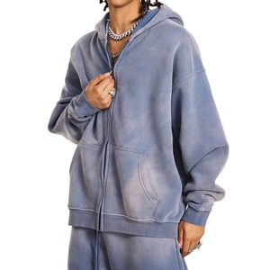 Wholesale New Style Winter Good Quality <b>Men</b> Zipper Long Sleeve Acid Washed Hoodies for Customize 2026 - Product Image 1