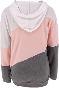 OEM Color <b>Block</b> Hoodies Women's Casual Pullover Long Sleeve Soft Fleece Sweatshirt Drawstring Gym Workout Sportswear Supplier - Product Image 2