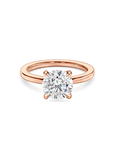 Bague de fiançailles solitaire ronde intemporelle avec diamant de laboratoire de 1+ carat en or jaune, blanc, rose et platine 18 carats - Product Image 4