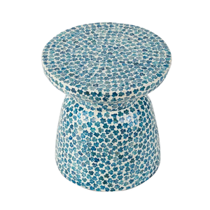 Premium Shell Inlay Mother of Pearl Accent Stool for Living Room Decor - Product Image 4