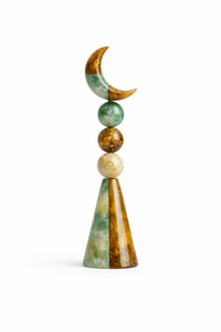 Escultura de Luna Creciente de Resina Marrón, Decoración de Mesa con Acabado de Mármol Brillante para Oficina y Hogar, Elegante Figura de Luna - Product Image 4