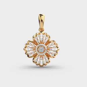 Pendentif en moissanite doré à motif floral, design élégant de fleur, style diamant étincelant, bijoux fins, cadeau pour femme - Product Image 4