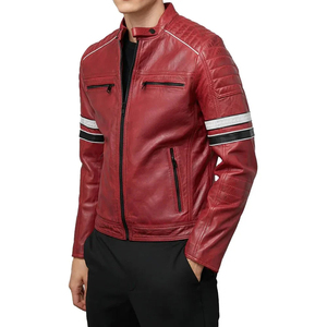 Veste d'hiver élégante pour homme en cuir véritable enduit, col montant fin, logo sur le devant, couleur personnalisée, design coupe-vent, service OEM - Product Image 4