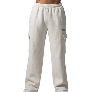 Pantalones Deportivos de Felpa Suave para Mujer, Color Gris Jaspeado, Corte Holgado, con Bolsillos Laterales, para Uso Diario, Gimnasio y Actividades - Product Image 1