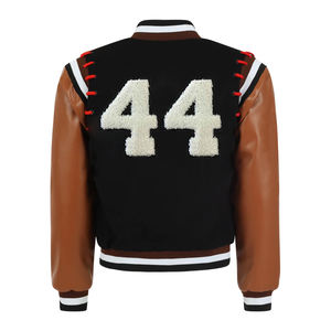 Vestes universitaires pour garçons, couleur marron, tissu en laine d'hiver avec manches en cuir, style Letterman, veste universitaire de collège. - Product Image 2