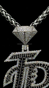 จี้เพชรสองสีขาวและดำแบบกำหนดเองจี้เงินแท้925จี้ตัวอักษรฮิปฮอปเครื่องประดับจี้รูปเพชร - Product Image 4