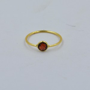 New Arrival Garnet Checker Cut Gemstone 7mm Round Bezel Setting Brass <b>Ring</b> For Womens Handmade Fashionable Jewelry Suppliers - Product Image 6