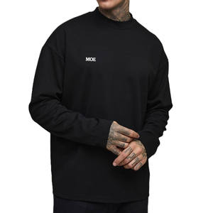 Camiseta de manga larga de algodón grueso para hombre, corte holgado, logo minimalista, estilo urbano, fabricación al por mayor OEM - Product Image 1