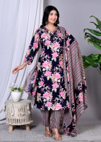 Baju Salwar Kameez Wanita Katun Lengan Panjang Kerah Tinggi Panjang Mata Kaki Sederhana untuk Musim Panas Pakaian Sehari-hari Tradisional India Pakistan Cepat Kering