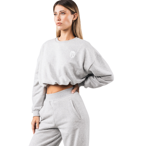 Sudadera Corta de Cuello Redondo para Mujer, Felpa Suave Heather Cloud, Manga Larga, Informal, Deportiva, para el Día a Día - Product Image 2