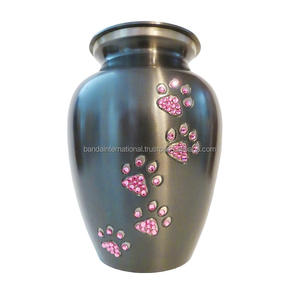 Urnes funéraires en laiton de haute qualité avec empreinte de patte urnes funéraires en métal fini marbre or et rouge pour les cendres humaines - Product Image 4