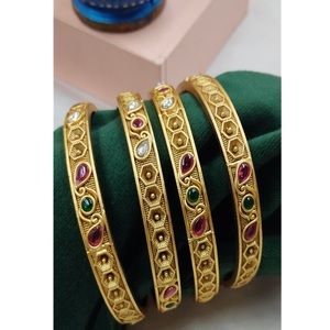Exclusive Premium Quality Brass Gold Plated Moissanite Four Set Of Bangles For Women & Girls For Wedding Wear Collection - Product Image 1