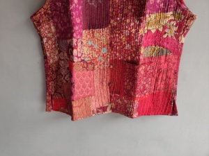 Chaleco bohemio de algodón con patchwork para mujer, cuello en V, sin mangas, acolchado, con bolsillos, ropa exterior ecológica, regalo para ella. - Product Image 5