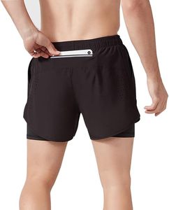 Custom Logo Men's Double <b>Layer</b> Blank Sports Athletic Workout Running Gym Shorts With Liner Breathable 2 In 1 Activewear Shorts - Product Image 2