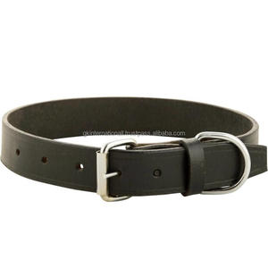 Collar de perro de cuero de vaca de grano completo negro clásico en todos los tamaños y colores personalizados disponibles en la fábrica precio al por mayor collar de perro mascota - Product Image 2