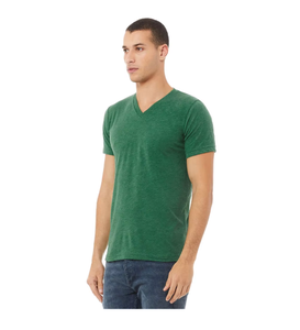 T-shirt d'été décontracté uni à col en V pour homme, en mélange polyester/coton, coupe régulière, respirant, vente en gros - Product Image 5