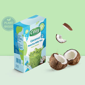Té Helado en Polvo de Marca Privada, Bebidas Exóticas Personalizadas, Cajas de Papel Dúplex, Empaque en Barra 4 en 1, Té de Leche con Coco y Matcha - Product Image 1