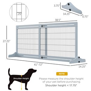 Cancelletto per Animali Domestici Extra Largo 183 cm L x 70 cm A, Recinzione Regolabile in Metallo per Cani e Gatti, Blu-Grigio con Chiusura a Bottone - Product Image 3