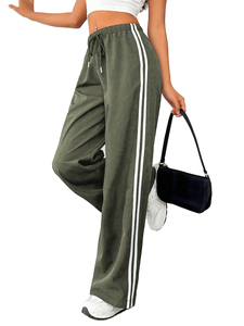 Pantalon de sport décontracté pour femme, personnalisé, écologique, coupe large, taille haute élastique, en tissu satiné respirant - Product Image 6