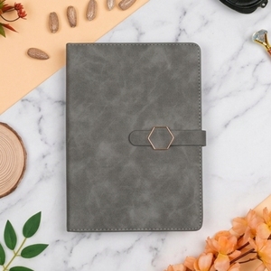 Agenda exécutif relié en cuir de qualité supérieure Aurelux Grey, porte-cartes, stylo, coffret cadeau d'entreprise, planificateur d'affaires, ensemble de bureau, 192 pages - Product Image 2