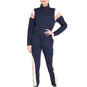 Conjunto Deportivo para Mujer con Bloques de Color, Manga Larga, Cuello Alto, Cierre Frontal, Ropa Casual de Otoño, Material de Spandex y Poliéster - Product Image 1