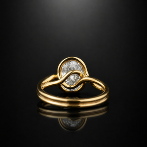 Bague de fiançailles solitaire sertie de diamants de laboratoire ovales de 4 carats, en or jaune 14K ou 18K, pour femmes - Product Image 4