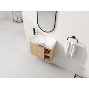Mobile bagno sospeso da 26 pollici con lavabo in ceramica bianca e anta con chiusura ammortizzata, imballaggio KD - Product Image 5