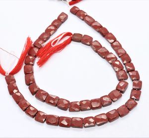 Natural <b>Red</b> Jasper Faceted Chicklet Beads 7-8 MM Jasper Gemstone Beads 8 Inch Faceted <b>Red</b> Jasper Square Shape Beads For Jewelry - Product Image 1
