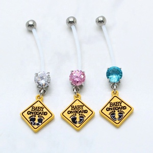 BabyFeet CZ Cristal <span class=keywords><strong>Nombril</strong></span> Anneau Femmes Enceintes Flexible Acrylique Ventre Accessoire Coloré Cristal Piercings Sexy Enceinte Bijoux - Product Image 3