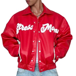 Chaqueta Varsity de Béisbol para Hombre, Personalizada con Logotipo Bordado en Chenille, de Cuero Genuino - Product Image 1