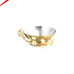 Ensemble de bols de service élégants en acier inoxydable avec support inférieur et poignée décorative pour présentation sur table - Product Image 1