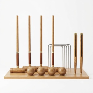 Ensemble complet de jeu de croquet pour jardin, équipement de loisirs de plein air, accessoires en bois de qualité supérieure, collection de divertissement familial - Product Image 1